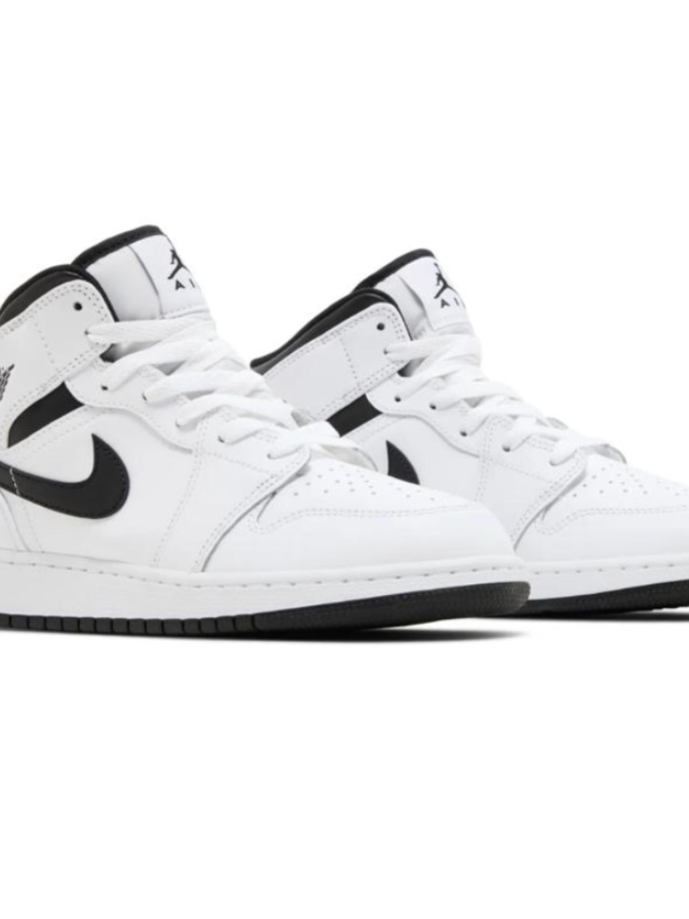 Nike Air Jordan 1 Mid GS White Black Youth Basketball Shoes New With Box - Picture 5 of 6